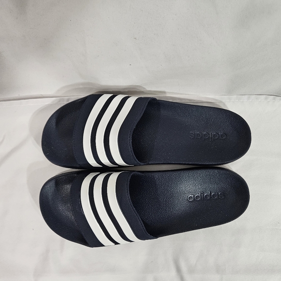 Adidas Adilette Navy and white shower slides men's size 13 - Picture 8 of 11